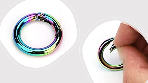 4 Stück Stahl Rund Regenbogen Karabiner 25mm Haken Karabinerhaken Snap Haken Verbinder Regenbogen Farben von Marwotec Verbindungselemente