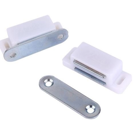 5 Stück Magnetschnäpper Magnetverschluss für Schrank Möbel mit Gegenplatte Weiß von Marwotec Verbindungselemente