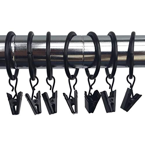 50 STK. 25mm Durchmesser Mehrzweck Vorhang Clip Schwarz Gardinenstange Gardinenringe Vorhangringe mit Clips von Marwotec Verbindungselemente