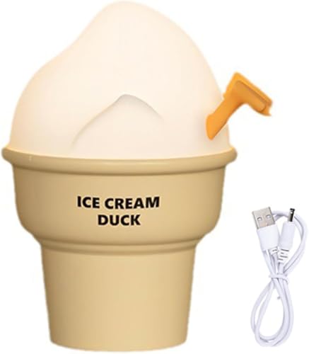 Marys Nachtlicht in Form einer Eiscreme, Ente, für Kinder, LED, Touchscreen, wiederaufladbar, 1200 mAh, weiche Beleuchtung, dekorative Lampe und Nachttischlampe, Gelb von Mary's