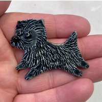 Handgemachte Cairn Terrier Porzellan Brosche Witziger Hund von MaryDTiles