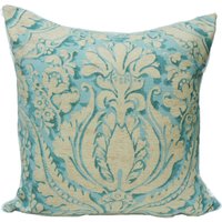 Damast Arabeske-In Aqua - 22"x22" Kissenbezug von MaryEllieDesigns