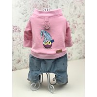 Schicke Hunde Overall Mit Eule Aus French Terry Und Cord Sterne von MaryJessieDesigns