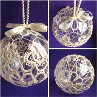 Weihnachtskugel Tatting Spitze Ornament Weiß-Off Ecru Creme Faden Tatted von MaryankaShop