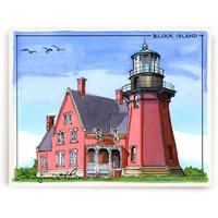 Block Island Leuchtturm Kunstdruck, Rhode Home Decor von MaryannArtistries