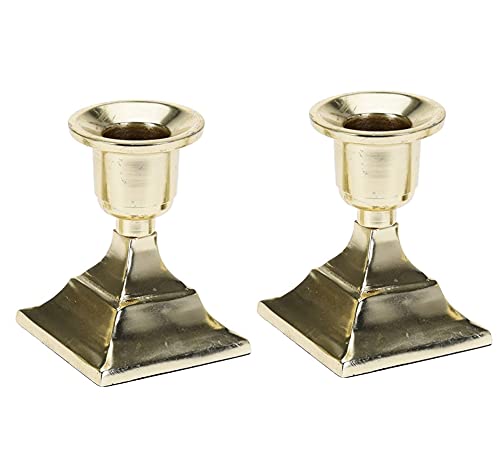 2 Stück Kerzenleuchter im Set Kerzenständer Stabkerzenhalter in Gold, Höhe 7,5cm mit quadratischem Fuß 2 Stück Kerzenleuchter im Set Kerzenständer Stabkerzenhalter in Gold, Höhe 7,5cm mit quadratischem Fuß von Marzoon