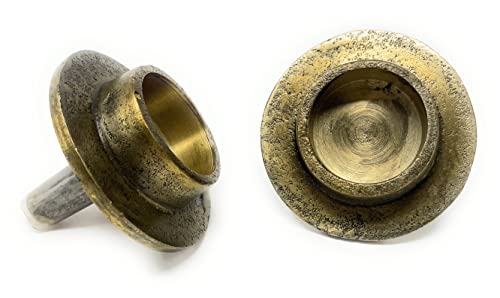 2er Set Antik Gold Flaschenaufsatz Kerzenhalter für Teelichter 7 x 8 cm – Shabby Chic Look aus Aluminium für Weinflaschen, Vasen von Marzoon
