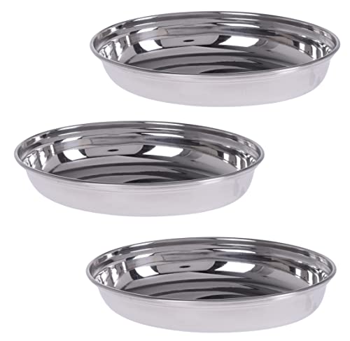 Marzoon 3x ovale Schalen 22 x 16 cm aus Edelstahl, Schüsseln stapelbar Metall Servierschalen für Snacks, Beilagen, Salate, Dessert (3 pcs oval 22cm) von Marzoon