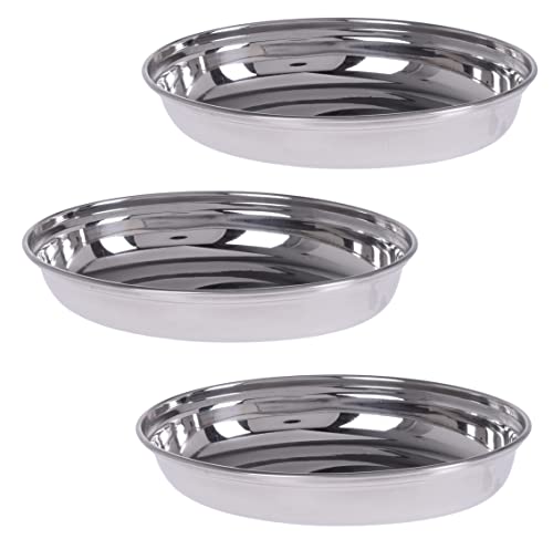 Marzoon 3x silber farbene Oval Schalen 22x16 cm aus Edelstahl 800ml Füllmenge - Stapelbar - Metall Servierschalen für Snacks, Beilagen, Salate & Dessert von Marzoon