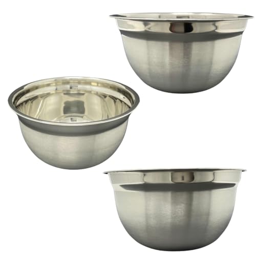 Marzoon 3x Schüsseln Ø 17 cm aus Edelstahl stapelbar, hohe Form, Metall Servierschalen für Snacks, Salat, Dessert, Bowls von Marzoon