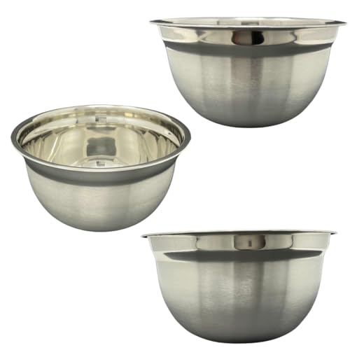 Marzoon 3x Schüsseln Ø 17 cm aus Edelstahl stapelbar, hohe Form, Metallschüssel Servierschalen für Snacks, Salat, Dessert, Bowls von Marzoon