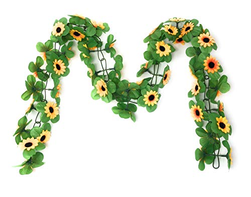 Marzoon Fahrradgirlande künstliche Blumengirlande ca. 130 cm zum Verschönern Ihres Fahrrades oder Ihrer Wohnung (Gelb – Sonnenblume) von Marzoon