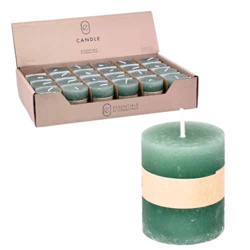 Rustikale Mini Kerzen ca. 4 x 5 cm Stumpenkerze im Antik Look für die perfekte Atmosphäre Zuhause (24 x Grün) von Marzoon