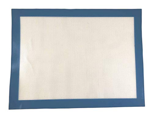 Silikon Backmatte rutschfeste Backunterlage Silikonmatte Platzdeckchen, Format 40 x 30 cm, halbtransparent mit farbigem Rand (Blau) von Marzoon