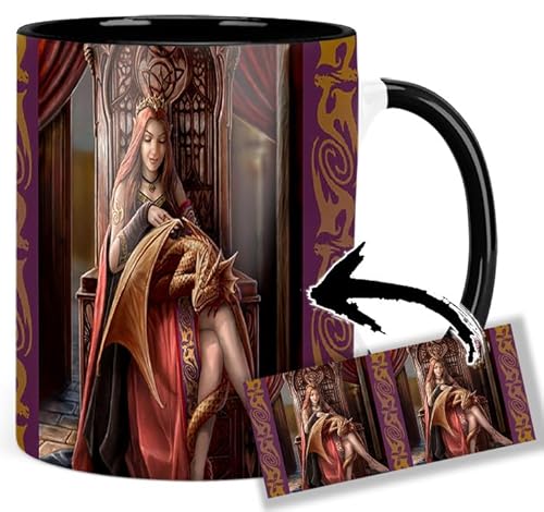 Anne Stokes Friends Forever Tasse Innen & Henkel Schwarz Keramikbecher Mug von MasTazas