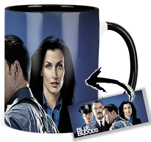 Blue Bloods Tom Selleck Donnie Wahlberg Will Estes Bridget Moynahan Tasse Innen & Henkel Schwarz Keramikbecher Mug von MasTazas