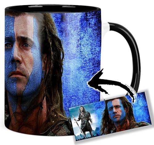 Braveheart Mel Gibson Tasse Innen & Henkel Schwarz Keramikbecher Mug von MasTazas