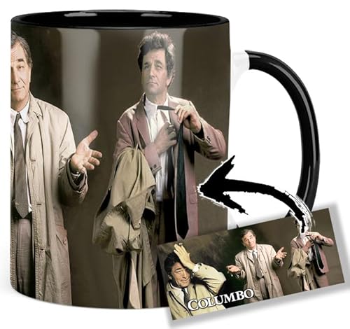 Columbo Peter Falk Tasse Innen & Henkel Schwarz Keramikbecher Mug von MasTazas