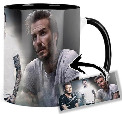 David Beckham Tasse Innen & Henkel Schwarz Keramikbecher Mug von MasTazas