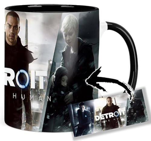 Detroit Become Human Bryan Dechart Jesse Williams Valorie Curry Tasse Innen & Henkel Schwarz Keramikbecher Mug von MasTazas