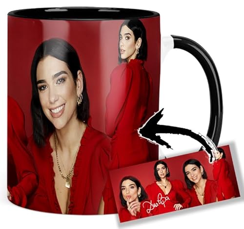 Dua Lipa Tasse Innen & Henkel Schwarz Keramikbecher Mug von MasTazas