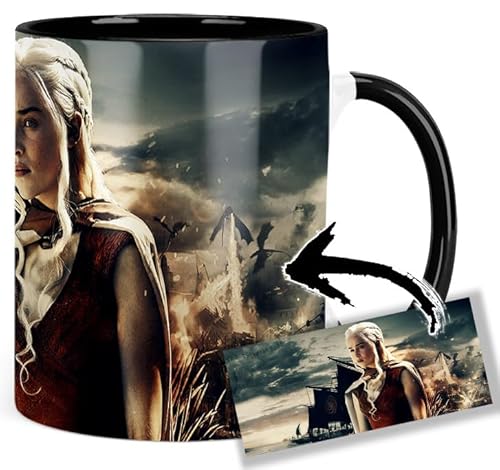 Game Of Thrones Daenerys Targaryen Emilia Clarke Khaleesi Tasse Innen & Henkel Schwarz Keramikbecher Mug von MasTazas