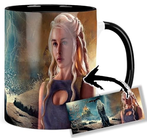 Game Of Thrones Daenerys Targaryen Emilia Clarke Tasse Innen & Henkel Schwarz Keramikbecher Mug von MasTazas