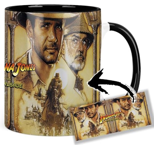 Indiana Jones And The Last Crusade Harrison Ford Sean Connery Tasse Innen & Henkel Schwarz Keramikbecher Mug von MasTazas