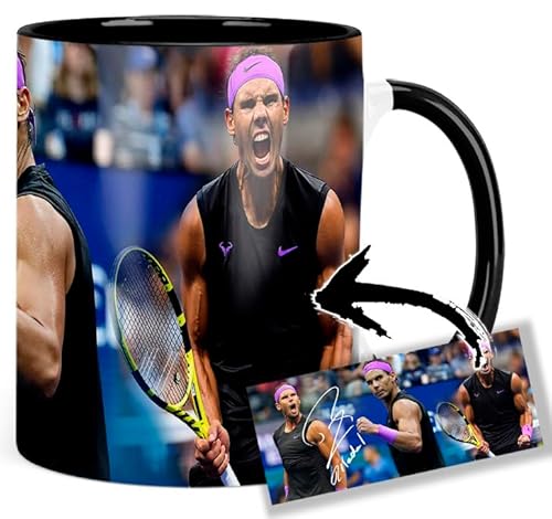 Rafa Nadal Tasse Innen & Henkel Schwarz Keramikbecher Mug von MasTazas