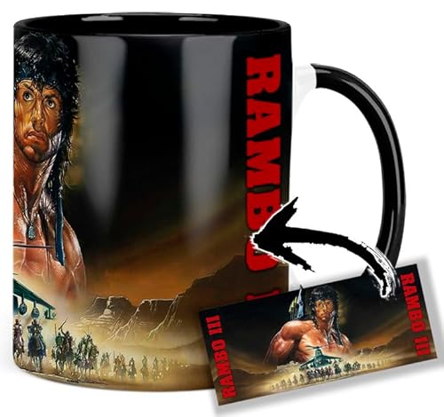 Rambo III Sylvester Stallone Sly Tasse Innen & Henkel Schwarz Keramikbecher Mug von MasTazas