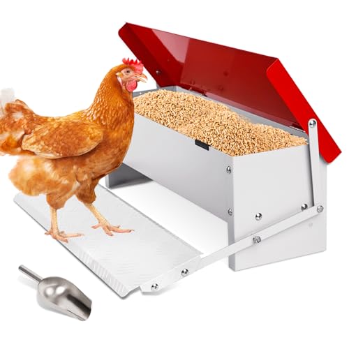Automatischer HüHnerfüTterer, 7Kg Treadle Metall GeflüGelfüTterer mit Edelstahl Schaufel EntenfüTterer füR DraußEn Kein Abfall mit Wetterfestem Deckel füR 6-12 HüHner Automatischer HüHnerfüTterer, 7Kg Treadle Metall GeflüGelfüTterer mit Edelstahl Schaufel EntenfüTterer füR DraußEn Kein Abfall mit Wetterfestem Deckel füR 6-12 HüHner von MasXirch