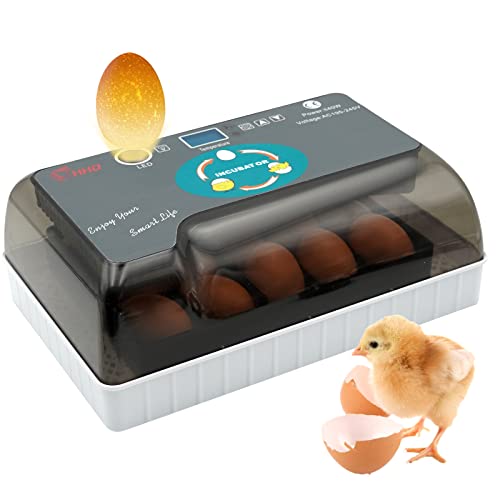 Brutmaschine Vollautomatisch, 12 Eier Vollautomatische Geflügelbrutmaschine mit Feuchtigkeitsanzeige, Eierbeleuchtung, Temperaturregelung & automatischer Eierwender, für Hühner Wachtel Ente Gans Pute von MasXirch