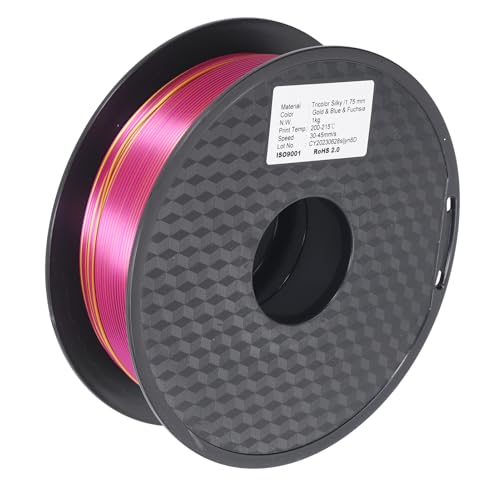 MasYosh 3D-Drucker Filament, 1,75mm PLA Tricolor Filament Gold Blau Purpurrot für Glatt Druck mit Blasen Material von MasYosh