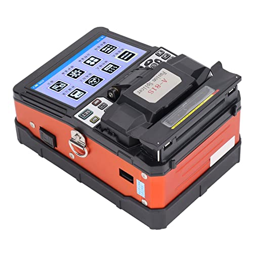 MasYosh 5in Optischer Faserfusionsplicer, Vollautomatische Faserfusionsmaschine mit 7800 -mAh - und 300 -facher Vergrößerung für Optisches Kabel Isoliertes Kabel- und Patchkabel (EU-Stecker 100-240V) von MasYosh