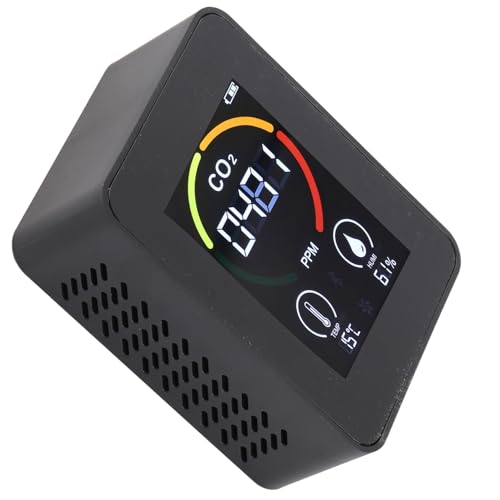 MasYosh CO2 -Detektor, Halbleiterluftqualitätsmonitor mit Echtzeit -Display und Blinkendes Licht für Landwirtschaftliche Pflanzen, Gewächshaus, Lagerhaus, Labor, Familie (Schwarz) von MasYosh