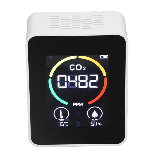 MasYosh CO2 -Detektor, Halbleiterluftqualitätsmonitor mit Echtzeit -Display und Blinkendes Licht für Landwirtschaftliche Pflanzen, Gewächshaus, Lagerhaus, Labor, Familie (Weiß) von MasYosh