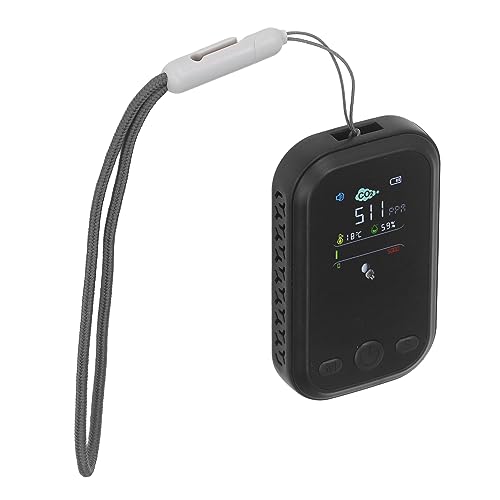 MasYosh CO2 -Detektor -NDIR -Erfassungsart C -Ladetemperaturfeuchtigkeitstester Tragbarer Luftqualitätsmonitor (Schwarz) von MasYosh