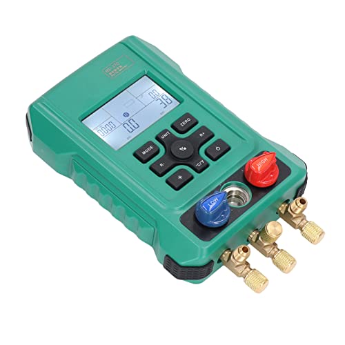 MasYosh Digitales Krümmer Messgerät, Dual-Channel-Kühlmittel-Druck Messgerät mit Automatischer Überdruck Warnung und Magnet Haken, für HVAC R134a R22 R410A von MasYosh