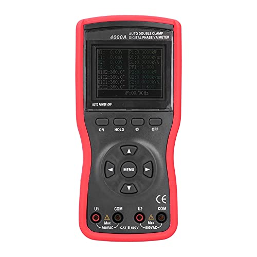 MasYosh Double Clamp Digital Phase Phase VA -Messgerät, 2,8 -Zoll -TFT -Farbbildschirm Multi -Funktionsmesser für den Site -Test mit USB -Schnittstelle und Datenspeicherung von MasYosh