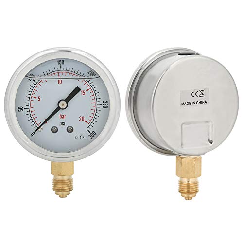 MasYosh Druck, 0-20BAR 0-300PSI Edelstahl-Messing Manometer für die Maschinenindustrie mit Transparenter Zifferblattabdeckung 1/4bsp-Gewindehalterung von MasYosh