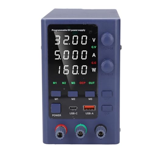 MasYosh EPS3210 Variables DC-Netzteil, 0-32V 0-10A 300W Einstellbare Bank-Netzteil mit 4-stelliger LED-Anzeige, USB-Typ-C-Schnell Ladung, für die Produktion von (EU -Stecker AC230V) von MasYosh