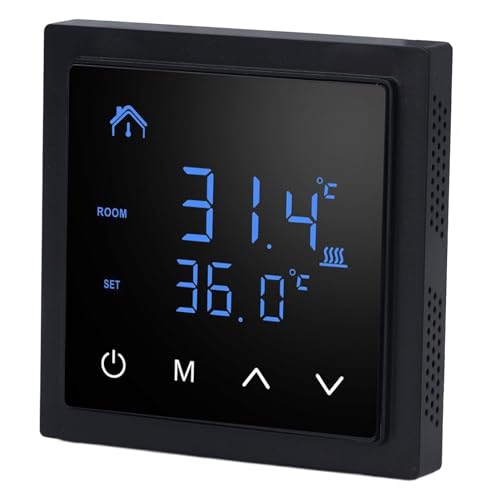 MasYosh Elektrischer Unterbodenheizthermostat, LED -Display -Temperaturregler mit Kinderverstärkungsspeicher für Unterbodenheizungssysteme (Schwarz) von MasYosh