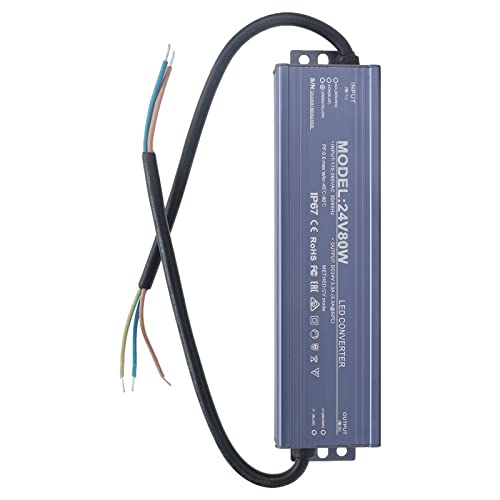 MasYosh IP67 Wasserdichtes Netzteil, 80W LED -Treibertransformator mit Überlast -Überstrom -Kurzschlussschutz für LED -Lichtstreifen Überwachungskameras Lichtkästen (24 V) von MasYosh