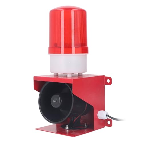 MasYosh Industrieller Sirenen Alarm, 115dB Lautes LED-Blitzlicht mit Wasserdichtem IP65-Schutz, für Notfall Warnungen Im Freien in den Baustellen von Hafen Fabriken (DC12V) von MasYosh