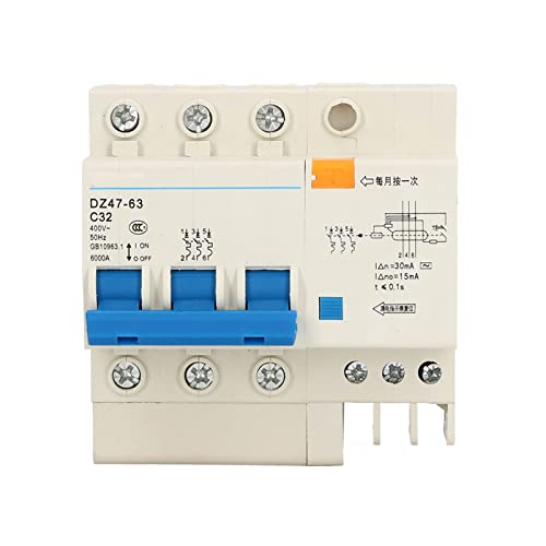MasYosh Leistungsschalter, 32A Mini MCB DIN -Schienenhalterung mit Herrlichem Verriegelungsclip und Modulares Design für Home Office Building Lighting Distribution Box 400V 6000A von MasYosh