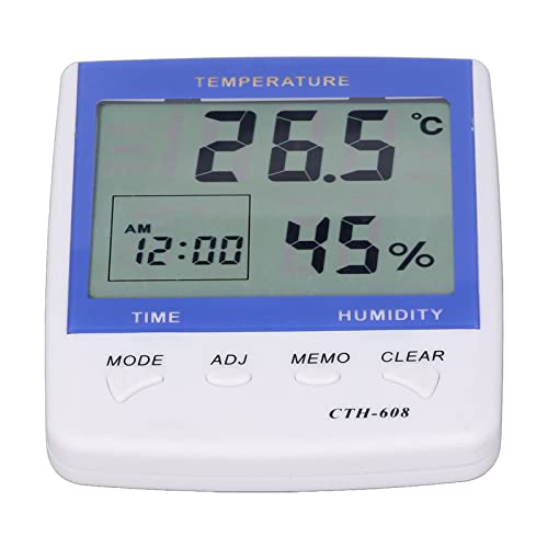 MasYosh Thermometer -Hygrometer, Digitaltemperaturfeuchtigkeitsmessgerät mit Speicherfunktion und Wecker, Großes LCD -Display für Heimküchenbüro Schlafzimmer von MasYosh