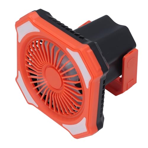 MasYosh Tragbarer Wiederaufladbarer Lüfter, 3 -Geschwindigkeits -einstellbare USB -Batterie mit LED -Licht und 4000 -mAh -Power Bank für Camping Travel Outdoor Home Office (Orange schwarz) von MasYosh