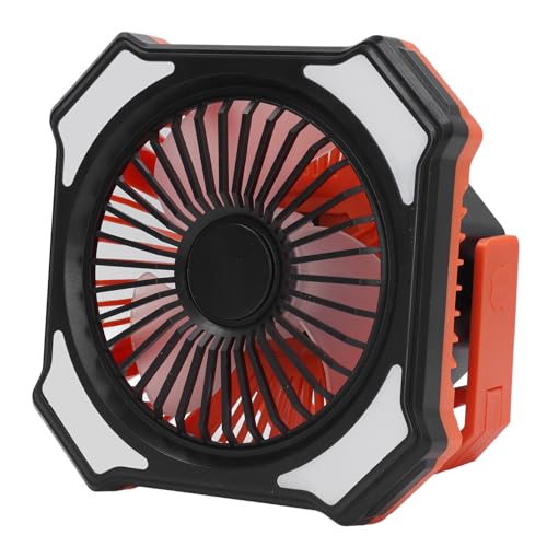 MasYosh Tragbarer Wiederaufladbarer Lüfter, 3 -Geschwindigkeits -einstellbare USB -Batterie mit LED -Licht und 4000 -mAh -Power Bank für Camping Travel Outdoor Home Office (Schwarzorange) von MasYosh