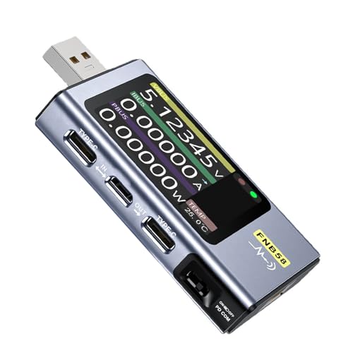 MasYosh USB -Leistungsmultimeter, 2,0 -Zoll -LCD -HD -Anzeige mit -App -Synchronisation, 5p USB A 24p Typ C Eingangsausgabe, für Pd2.0 Pd3.0 Qc2.0 Qc3.0 Pps QC4 FCP SCP AFC PE Dash VOOC von MasYosh