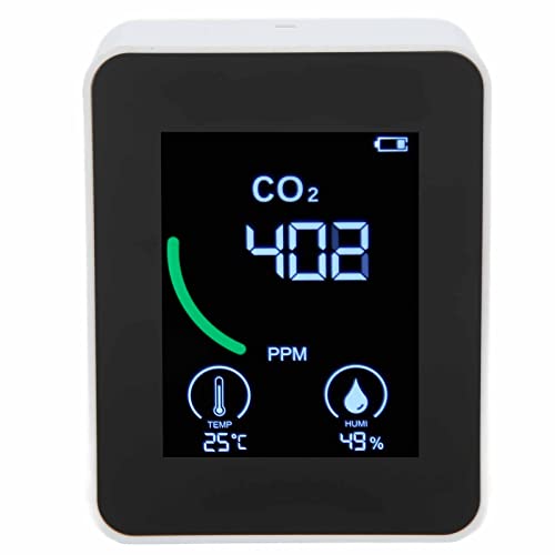 MasYosh Zn 2CO1TB 3 in 1 Luftqualitätsmonitor, Tragbarer CO2 -Detektor mit -Datenspeicher, für Office Home Fitness (Weiß) von MasYosh